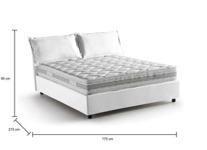 Letto matrimoniale Amy, Letto contenitore con rivestimento in tessuto, Made in Italy, Apertura frontale, con materasso cm 160x200 incluso, Bianco