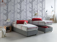 Letto singolo Agenta, Letto contenitore con rivestimento in tessuto, Made in Italy, Apertura frontale, con materasso cm 80x190 incluso, Grigio