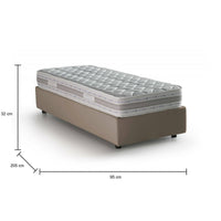 Letto singolo Abbi, Letto contenitore con rivestimento in tessuto, Made in Italy, Apertura laterale, con materasso cm 80x190 incluso, Tortora