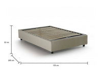 Letto piazza e mezza Asid, Letto contenitore con rivestimento in tessuto, Made in Italy, Apertura frontale, adatto per materasso cm 120x190, Beige