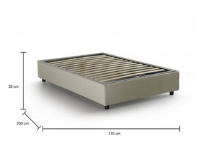 Letto piazza e mezza Asid, Letto contenitore con rivestimento in tessuto, Made in Italy, Apertura frontale, adatto per materasso cm 120x190, Beige
