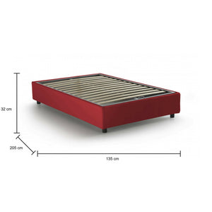 Letto piazza e mezza Asid, Letto contenitore con rivestimento in tessuto, Made in Italy, Apertura frontale, adatto per materasso cm 120x190, Rosso