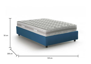 Letto piazza e mezza Alvise, Letto contenitore con rivestimento in tessuto, Made in Italy, Apertura frontale, con materasso cm 120x190 incluso, Blu