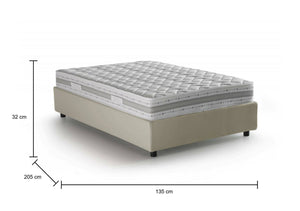 Letto piazza e mezza Alvise, Letto contenitore con rivestimento in tessuto, Made in Italy, Apertura frontale, con materasso cm 120x190 incluso, Beige