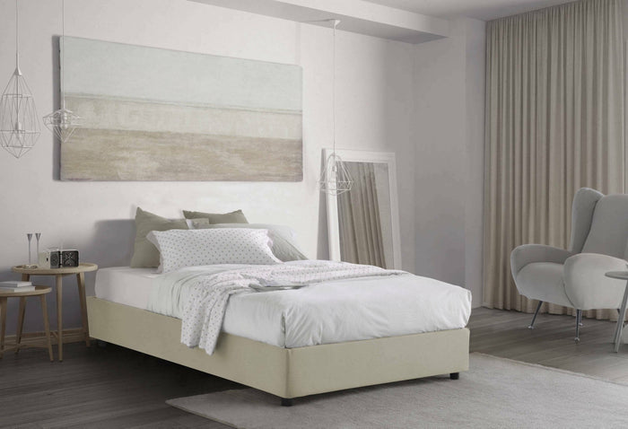 Alvise, Letto Piazza e Mezza Materasso Incluso Made in Italy, Beige