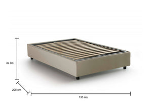 Letto piazza e mezza Ariba, Letto contenitore con rivestimento in tessuto, Made in Italy, Apertura laterale, adatto per materasso cm 120x190, Beige