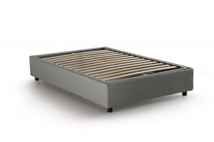 Letto piazza e mezza Ariba, Letto contenitore con rivestimento in tessuto, Made in Italy, Apertura laterale, adatto per materasso cm 120x190, Grigio