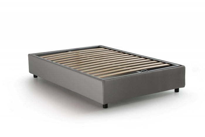 Letto piazza e mezza Ariba, Letto contenitore con rivestimento in tessuto, Made in Italy, Apertura laterale, adatto per materasso cm 120x190, Grigio