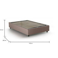 Letto piazza e mezza Ariba, Letto contenitore con rivestimento in tessuto, Made in Italy, Apertura laterale, adatto per materasso cm 120x190, Tortora