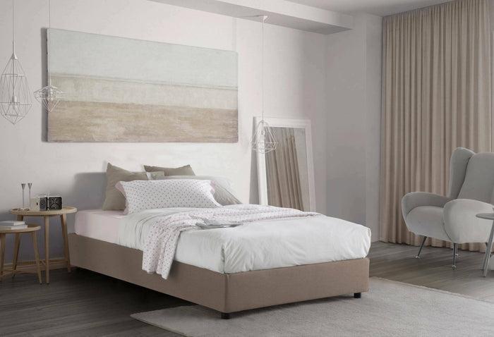 Ariba, Letto Piazza e Mezza Sfoderabile Made in Italy, Grigio Tortora
