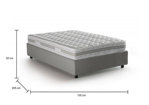 Letto piazza e mezza Aftis, Letto contenitore con rivestimento in tessuto, Made in Italy, Apertura laterale, con materasso cm 120x190 incluso, Grigio