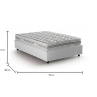 Letto piazza e mezza Aftis, Letto contenitore con rivestimento in tessuto, Made in Italy, Apertura laterale, con materasso cm 120x190 incluso, Bianco