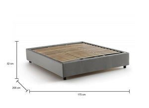 Letto matrimoniale Annibale, Letto contenitore con rivestimento in tessuto, Made in Italy, Apertura frontale, adatto per materasso cm 160x190, Grigio