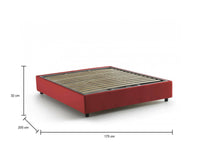 Letto matrimoniale Annibale, Letto contenitore con rivestimento in tessuto, Made in Italy, Apertura frontale, adatto per materasso cm 160x190, Rosso
