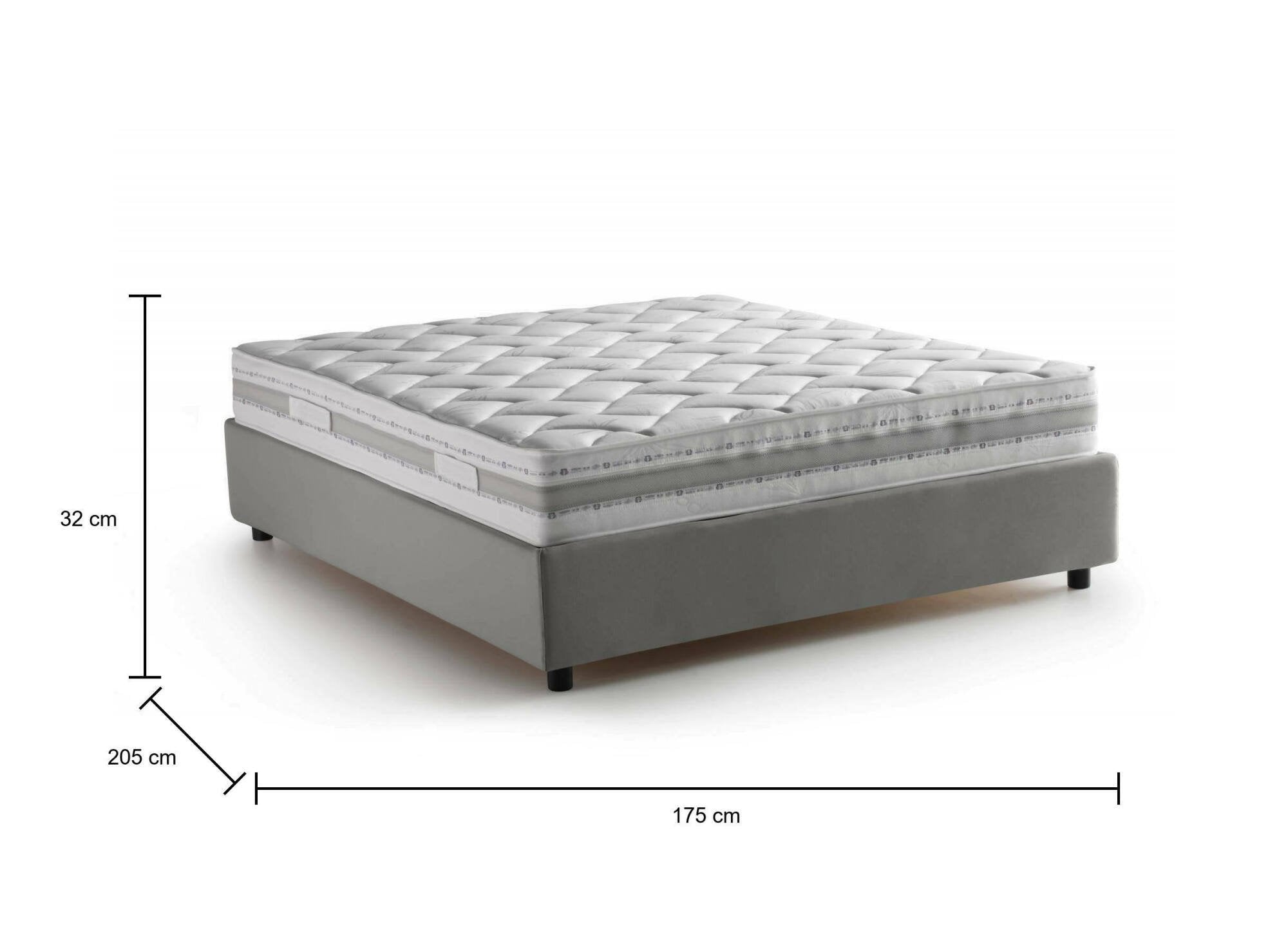 Letto matrimoniale Apel, Letto contenitore con rivestimento in tessuto, Made in Italy, Apertura frontale, con materasso cm 160x190 incluso, Grigio