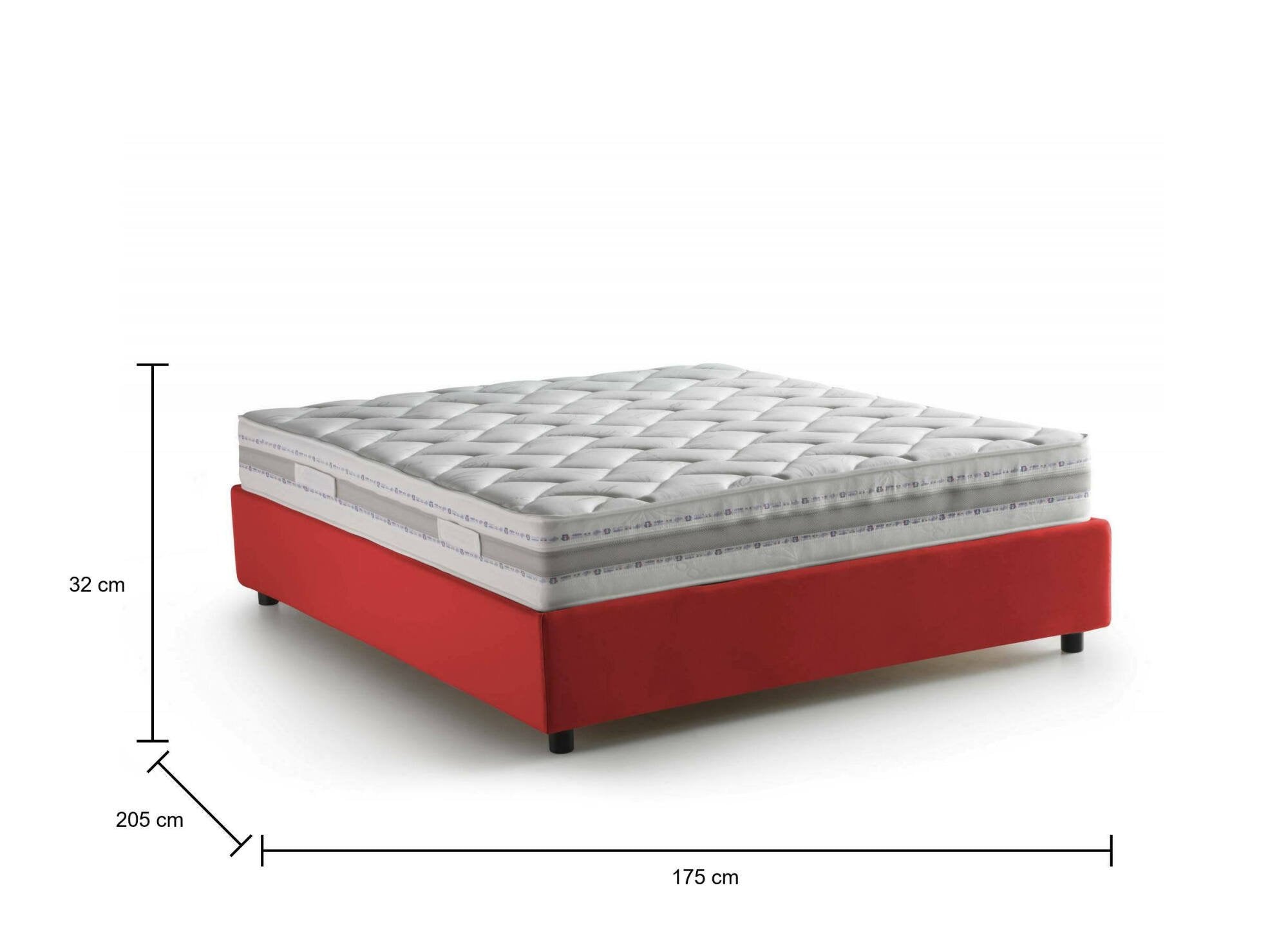 Letto matrimoniale Apel, Letto contenitore con rivestimento in tessuto, Made in Italy, Apertura frontale, con materasso cm 160x190 incluso, Rosso