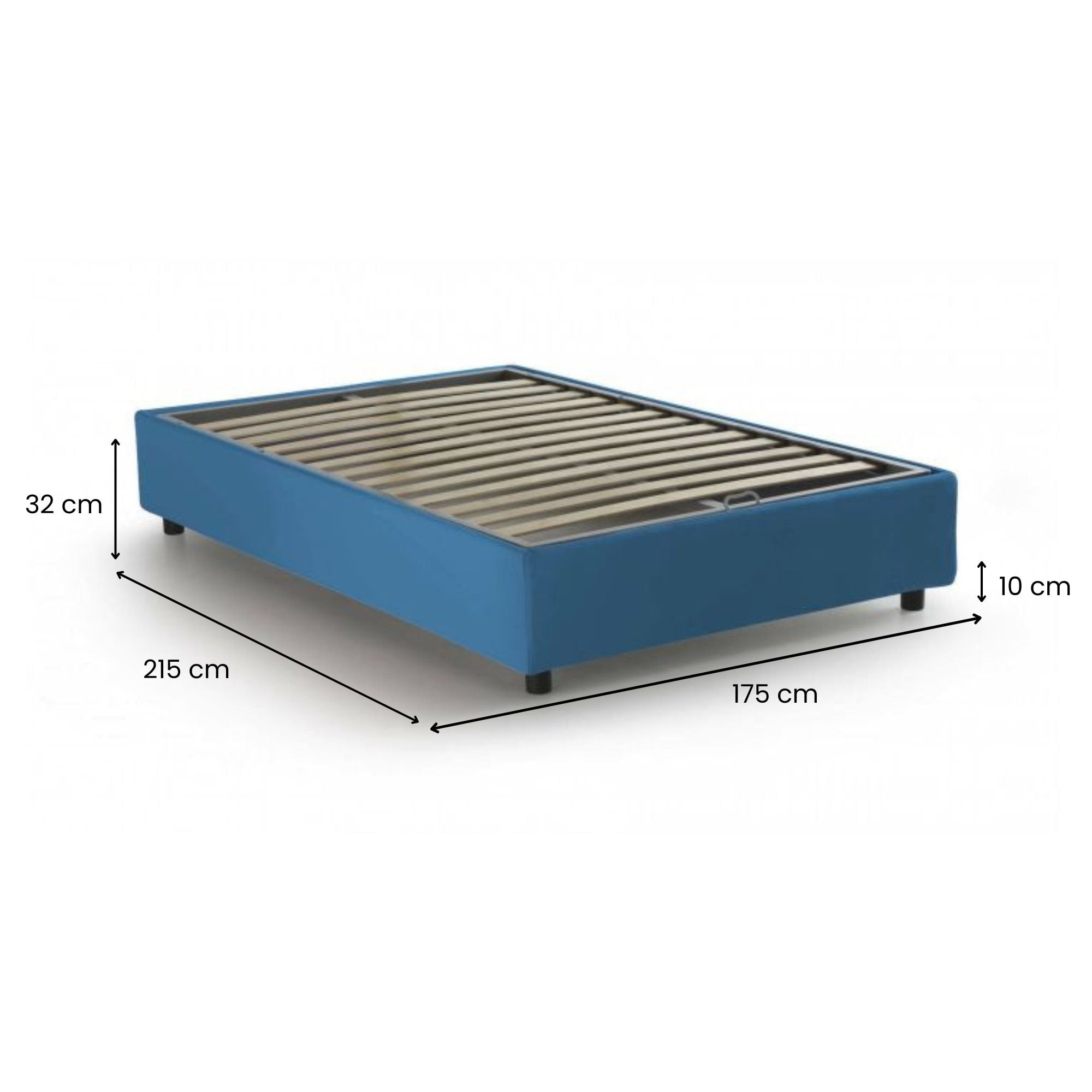 Letto matrimoniale Alaska, Letto contenitore con rivestimento in tessuto, Made in Italy, Apertura frontale, adatto per materasso cm 160x200, Blu