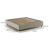 Letto matrimoniale Alaska, Letto contenitore con rivestimento in tessuto, Made in Italy, Apertura frontale, adatto per materasso cm 160x200, Beige