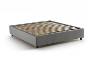 Letto matrimoniale Alaska, Letto contenitore con rivestimento in tessuto, Made in Italy, Apertura frontale, adatto per materasso cm 160x200, Grigio