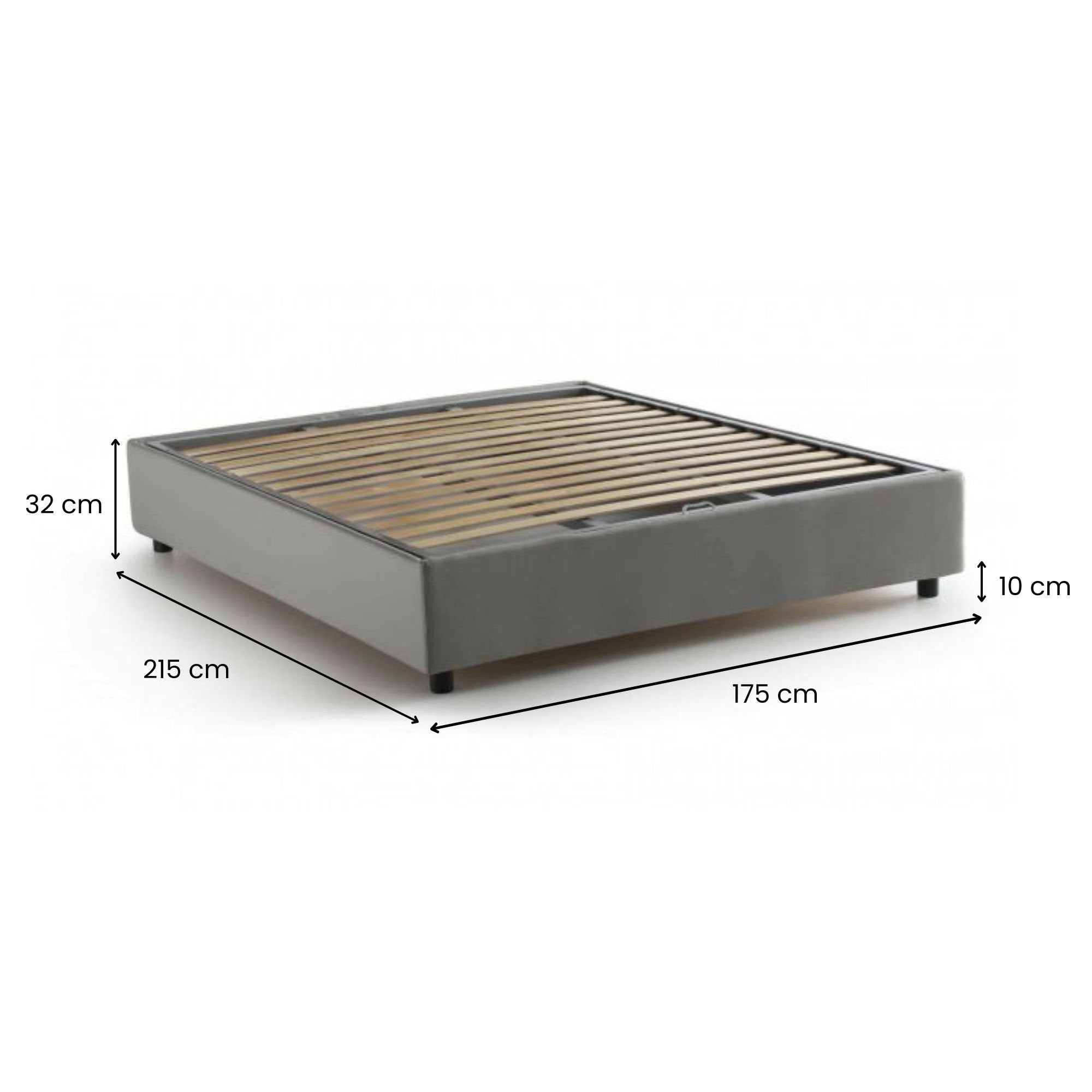 Letto matrimoniale Alaska, Letto contenitore con rivestimento in tessuto, Made in Italy, Apertura frontale, adatto per materasso cm 160x200, Grigio