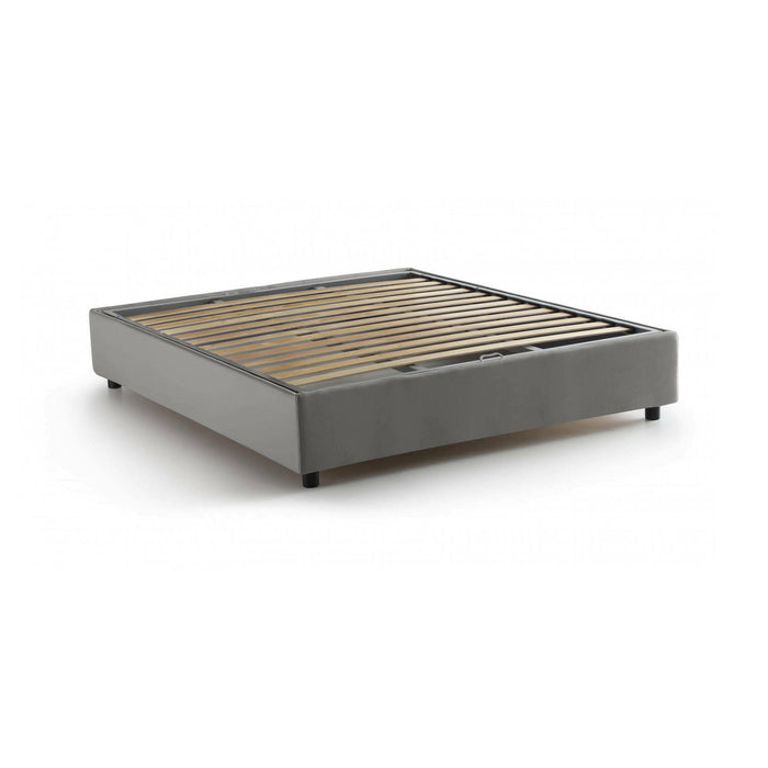 Letto matrimoniale Alaska, Letto contenitore con rivestimento in tessuto, Made in Italy, Apertura frontale, adatto per materasso cm 160x200, Grigio