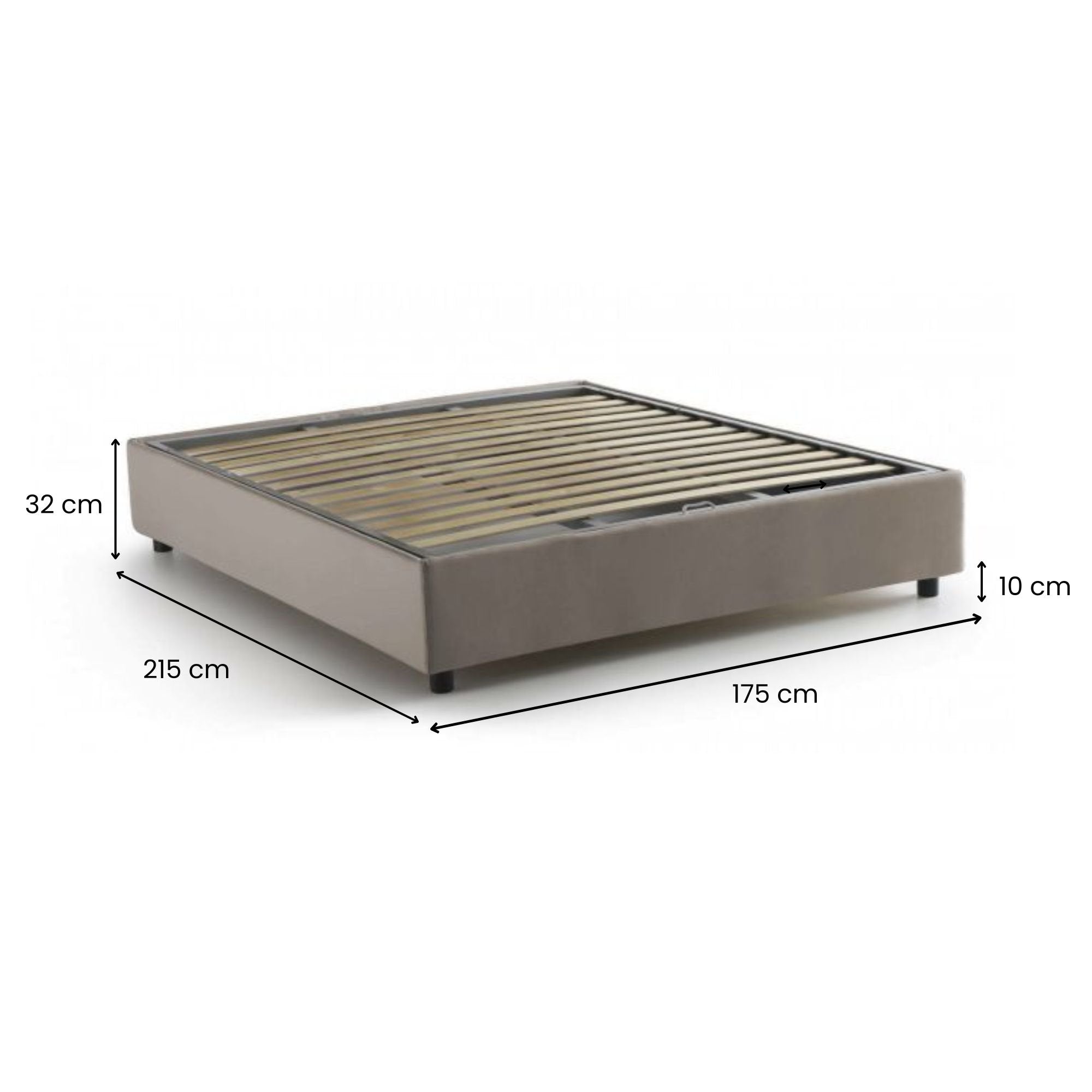 Letto matrimoniale Alaska, Letto contenitore con rivestimento in tessuto, Made in Italy, Apertura frontale, adatto per materasso cm 160x200, Tortora