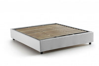 Letto matrimoniale Alaska, Letto contenitore con rivestimento in tessuto, Made in Italy, Apertura frontale, adatto per materasso cm 160x200, Bianco