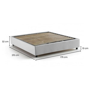 Letto matrimoniale Alaska, Letto contenitore con rivestimento in tessuto, Made in Italy, Apertura frontale, adatto per materasso cm 160x200, Bianco