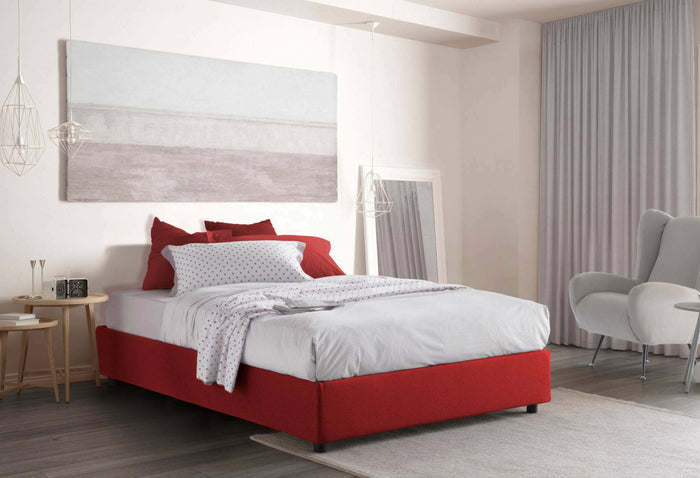 Letto Matrimoniale Alaska, Letto Matrimoniale Sfoderabile Made in Italy, Rosso