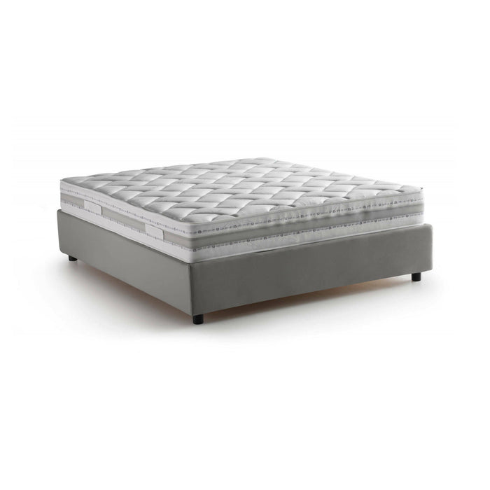 Letto matrimoniale Alessander, Letto contenitore con rivestimento in tessuto, Made in Italy, Apertura frontale, con materasso cm 160x200 incluso, Grigio