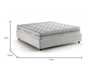 Letto matrimoniale Alessander, Letto contenitore con rivestimento in tessuto, Made in Italy, Apertura frontale, con materasso cm 160x200 incluso, Bianco