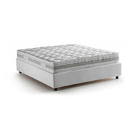 Letto matrimoniale Alessander, Letto contenitore con rivestimento in tessuto, Made in Italy, Apertura frontale, con materasso cm 160x200 incluso, Bianco