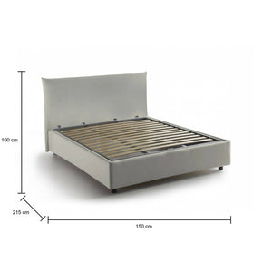 Letto piazza e mezza Amorino, Letto contenitore con rivestimento in tessuto, Made in Italy, Apertura frontale, adatto per materasso cm 120x190, Beige