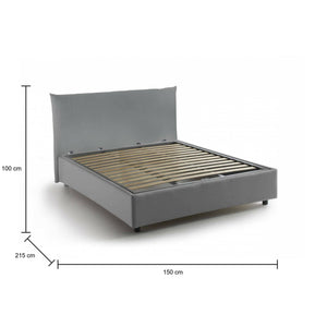 Letto piazza e mezza Amorino, Letto contenitore con rivestimento in tessuto, Made in Italy, Apertura frontale, adatto per materasso cm 120x190, Grigio