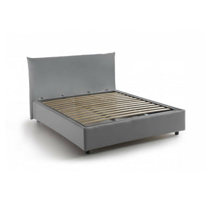 Letto piazza e mezza Amorino, Letto contenitore con rivestimento in tessuto, Made in Italy, Apertura frontale, adatto per materasso cm 120x190, Grigio