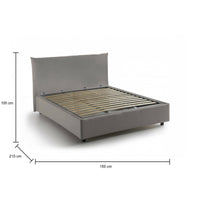 Letto piazza e mezza Amorino, Letto contenitore con rivestimento in tessuto, Made in Italy, Apertura frontale, adatto per materasso cm 120x190, Tortora