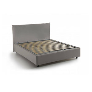 Letto piazza e mezza Amorino, Letto contenitore con rivestimento in tessuto, Made in Italy, Apertura frontale, adatto per materasso cm 120x190, Tortora