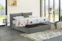 Letto matrimoniale Alizarin, Letto contenitore con rivestimento in tessuto, Made in Italy, Apertura frontale, adatto per materasso cm 160x190, Grigio