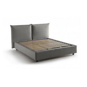 Letto matrimoniale Alizarin, Letto contenitore con rivestimento in tessuto, Made in Italy, Apertura frontale, adatto per materasso cm 160x190, Grigio