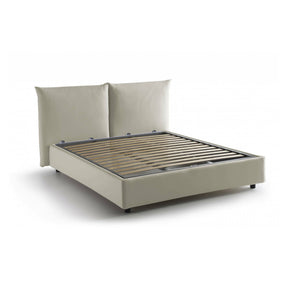 Letto matrimoniale Aghineo, Letto contenitore con rivestimento in tessuto, Made in Italy, Apertura frontale, adatto per materasso cm 160x200, Beige