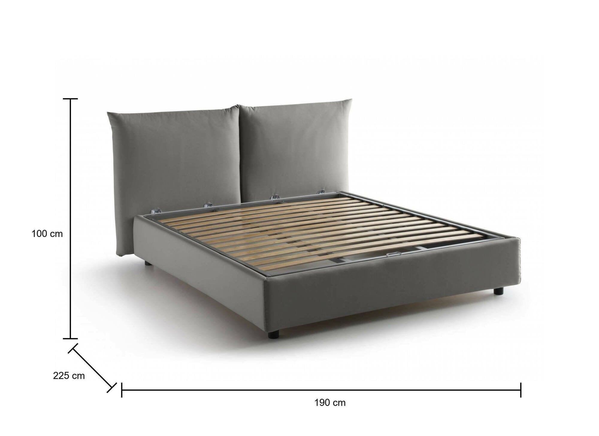 Letto matrimoniale Aghineo, Letto contenitore con rivestimento in tessuto, Made in Italy, Apertura frontale, adatto per materasso cm 160x200, Grigio
