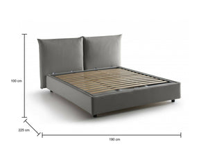 Letto matrimoniale Aghineo, Letto contenitore con rivestimento in tessuto, Made in Italy, Apertura frontale, adatto per materasso cm 160x200, Grigio