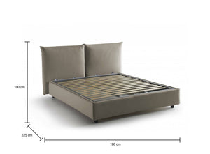 Letto matrimoniale Aghineo, Letto contenitore con rivestimento in tessuto, Made in Italy, Apertura frontale, adatto per materasso cm 160x200, Tortora
