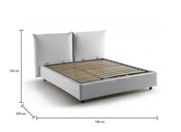 Letto matrimoniale Aghineo, Letto contenitore con rivestimento in tessuto, Made in Italy, Apertura frontale, adatto per materasso cm 160x200, Bianco