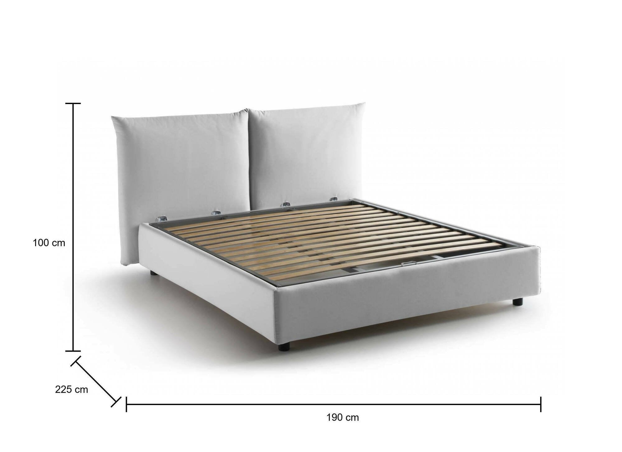 Letto matrimoniale Aghineo, Letto contenitore con rivestimento in tessuto, Made in Italy, Apertura frontale, adatto per materasso cm 160x200, Bianco
