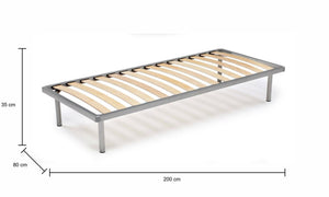 Abalui, Rete Letto Singolo Singolo Made in Italy, 200x80 cm Grigio