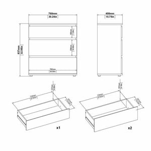 Cassettiera atre Aski, colore bianco, cm 76 x 83 x 40