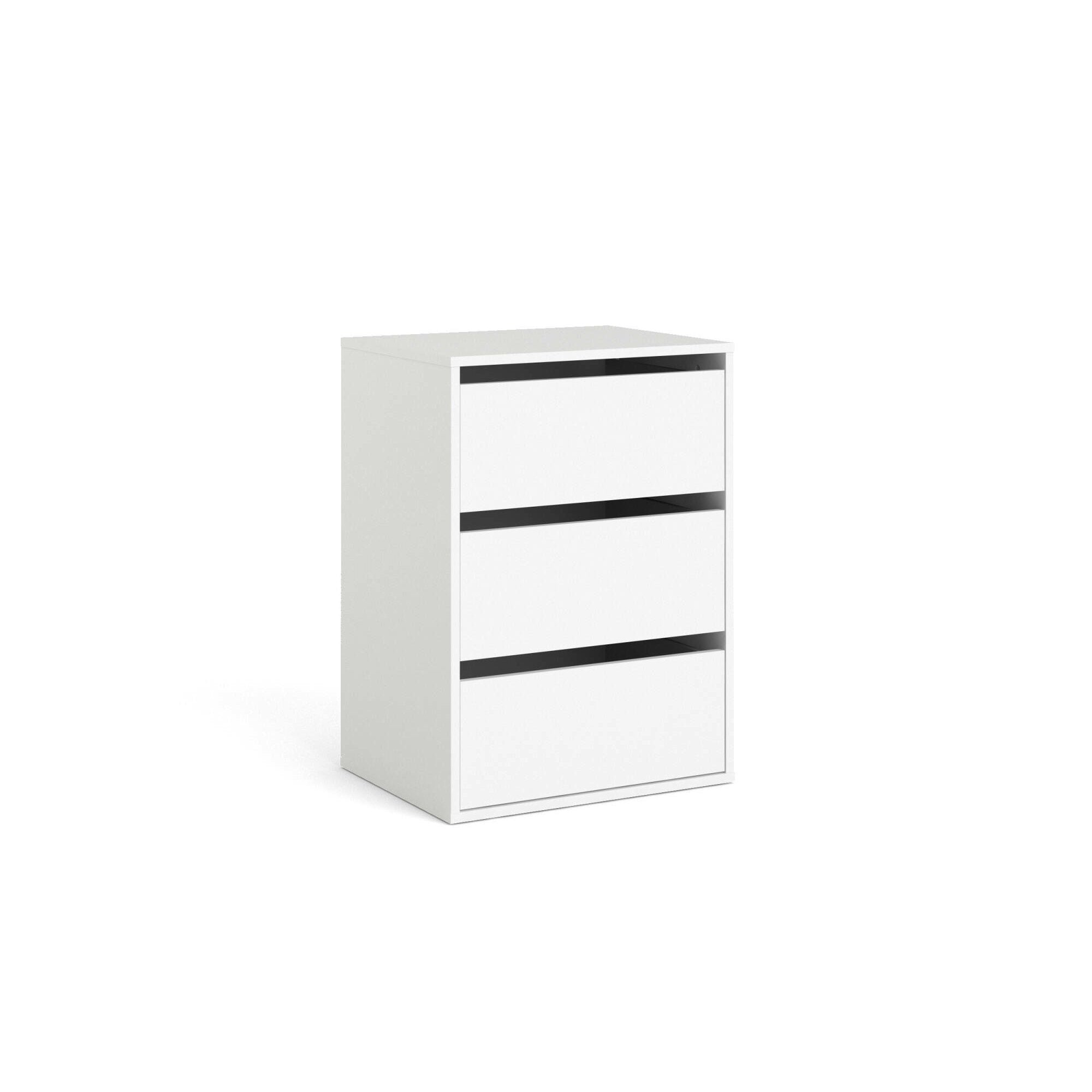 Cassettiera a tre cassetti da Adonino, colore bianco, cm 51 x 70 x 39