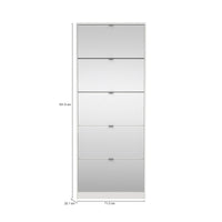 Scarpiera a cinque ante con Angiolo, colore bianco, cm 71 x 181 x 20