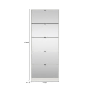 Scarpiera a cinque ante con Angiolo, colore bianco, cm 71 x 181 x 20